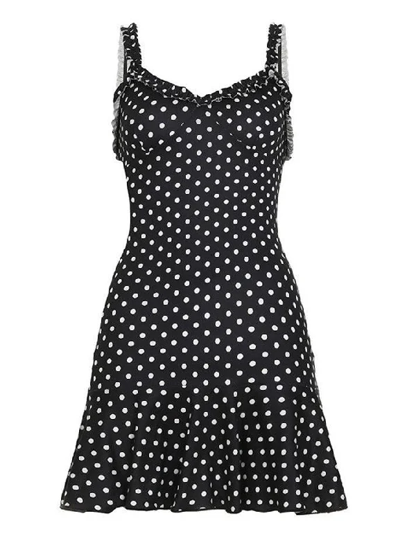 Price Break Polka Dot Backless V-Neck Cami Dress