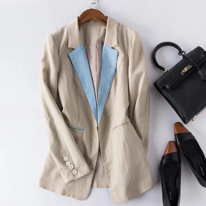 Final Markdown Cotton Linen Single Button Casual Blazer Suit
