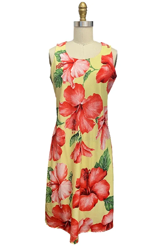 Referral Discount Super Hibiscus Yellow Tank Dress