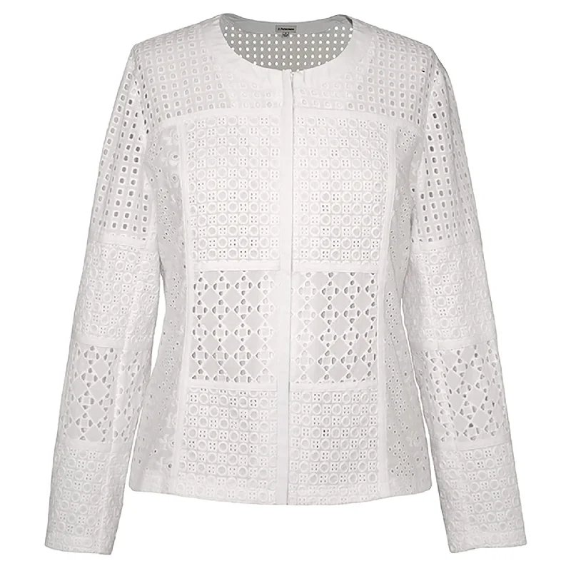 Instant Discount J. Peterman Women's Lightweight Eyelet Zipper Blazer - White