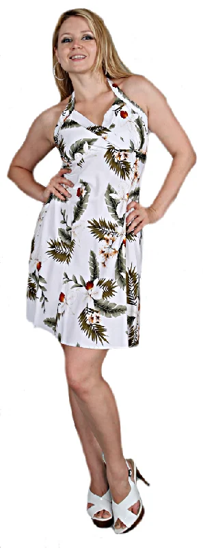 Clearance Items Hawaiian Short Halter Dress in white