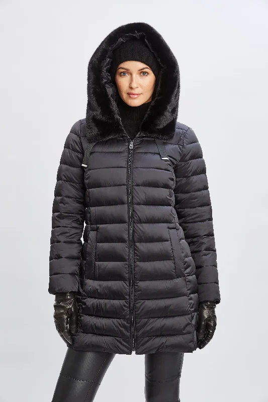 Special Price Tahari Faux Fur Collar Puffer Coat