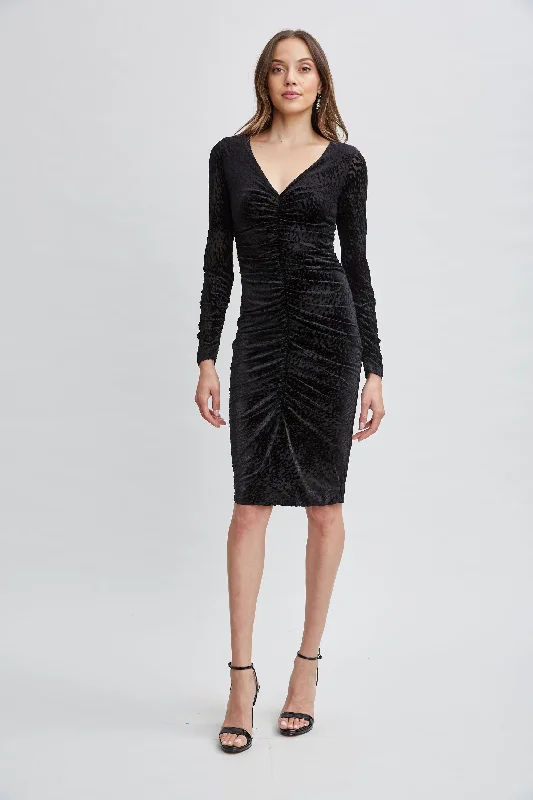 Major Savings Burnout Velvet Ruched Dress