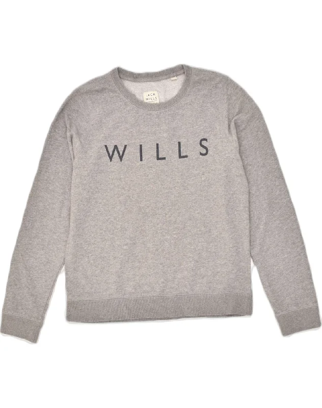 Time-Limited Offer JACK WILLS Womens Graphic Sweatshirt Jumper UK 12 Medium Grey Cotton