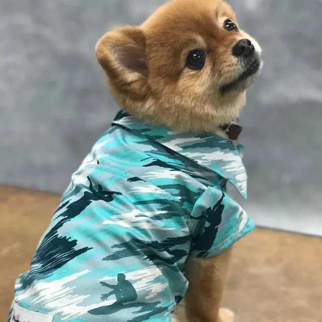 Instant Discount Hawaiian Shirts for Dog | Surfer Camouflage Hawaiian Dog's Hawaiian Shirt | Green