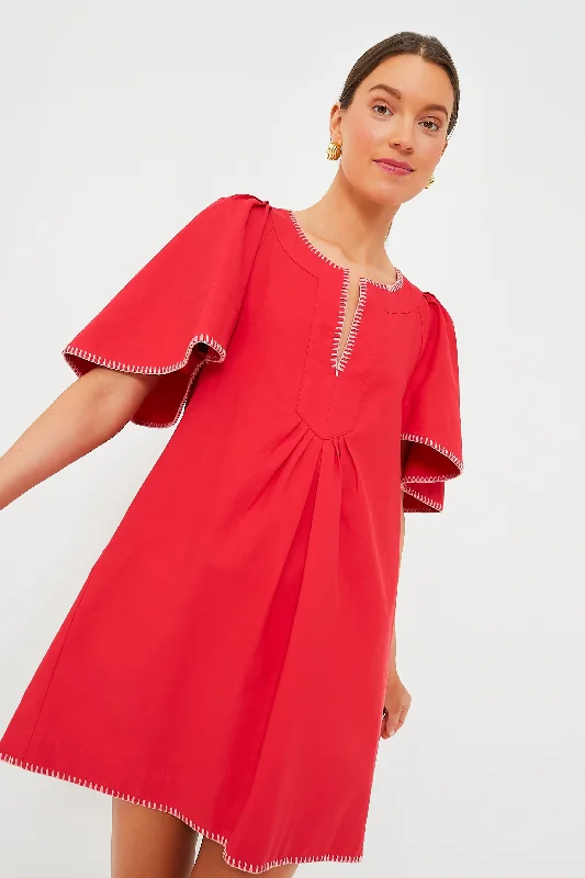 Hurry In Poppy Stitch Finley Flutter Sleeve Dress