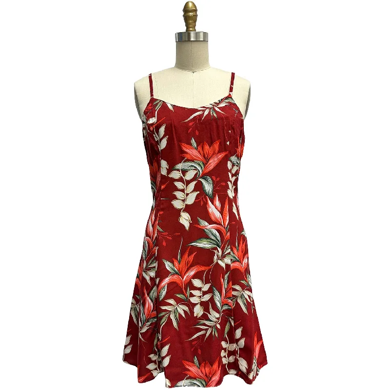Price Cut Heliconia Paradise Red Spaghetti Dress