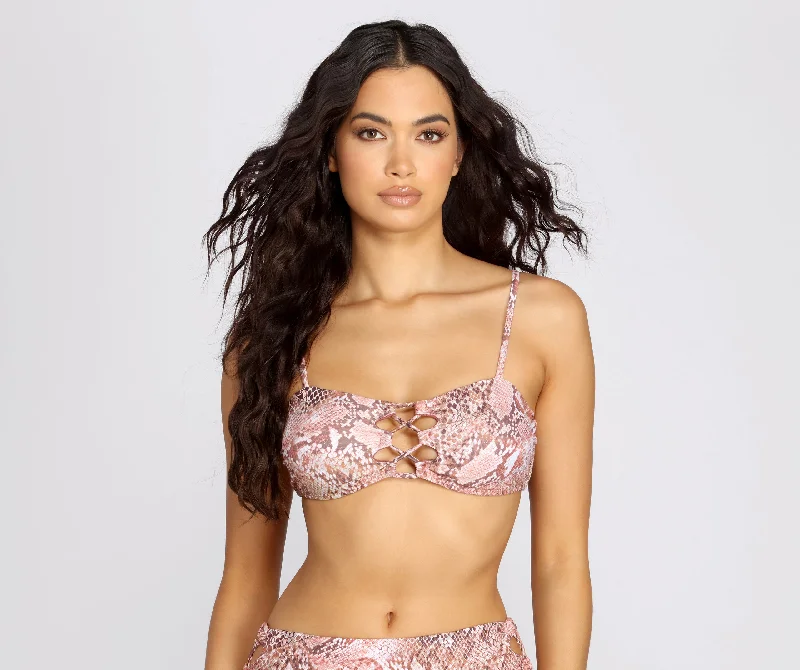 Time-Limited Offer Sunz Out Snake Print Swim Top