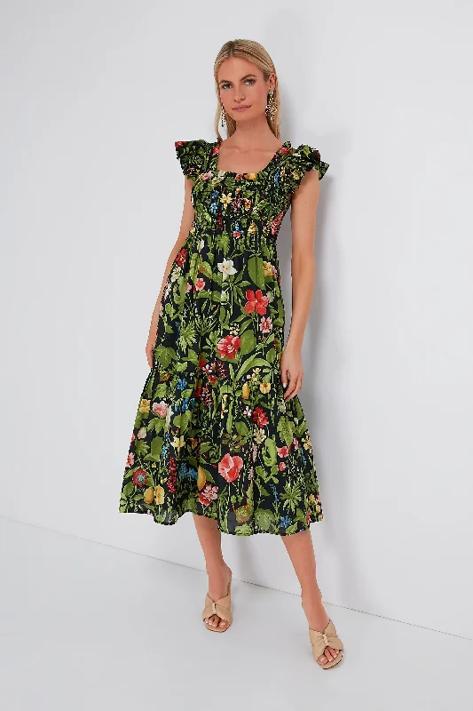 Final Sale Noir Blooming Botanical Mallie Dress