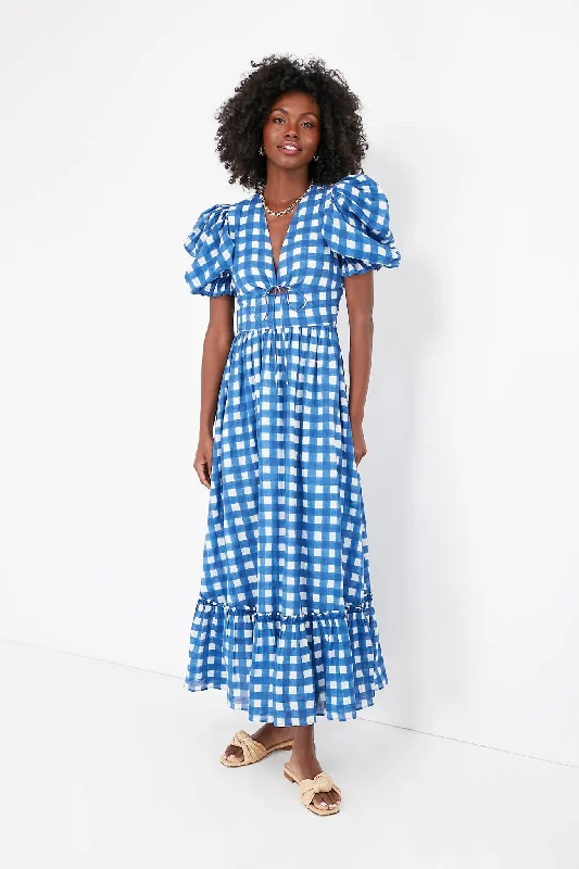 Super Bargain Painterly Gingham Morina Ankle Dress