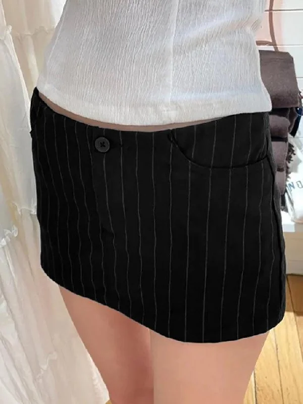 Low Prices Black Striped Low Waisted Halter Skirt