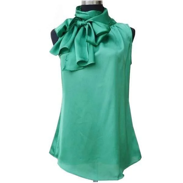 Online Only Sleeveless Bow Knot Chiffon Blouse