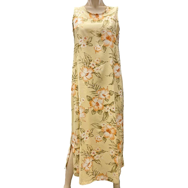 Deal Zone Hibiscus Resort Peach Long Tank Dress