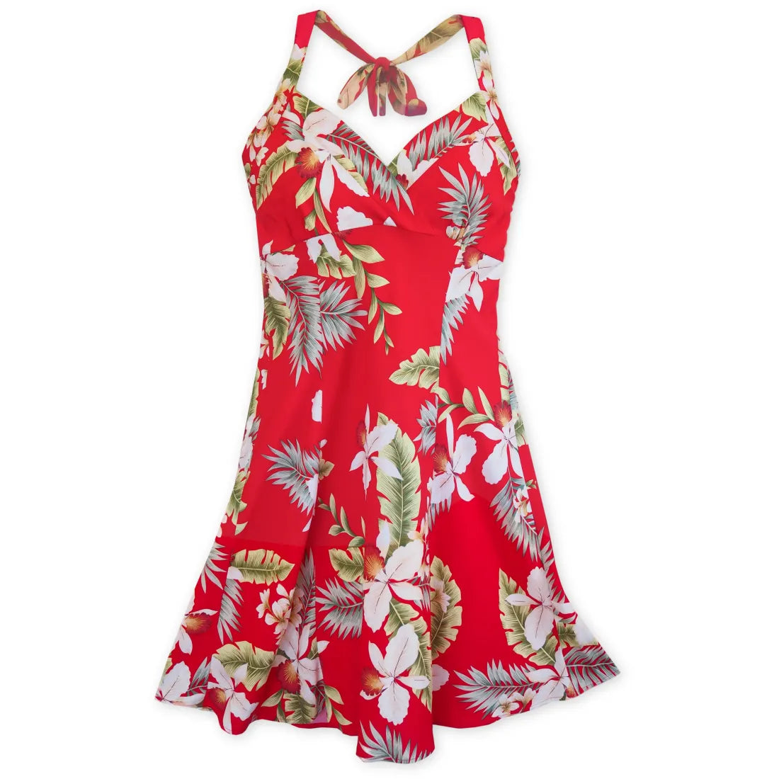 Exclusive Offers Volcanic Red Napali Hawaiian Halter Dress