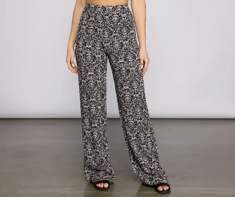 Super Sale High Waist Bohemian Flared Wide Leg Pants
