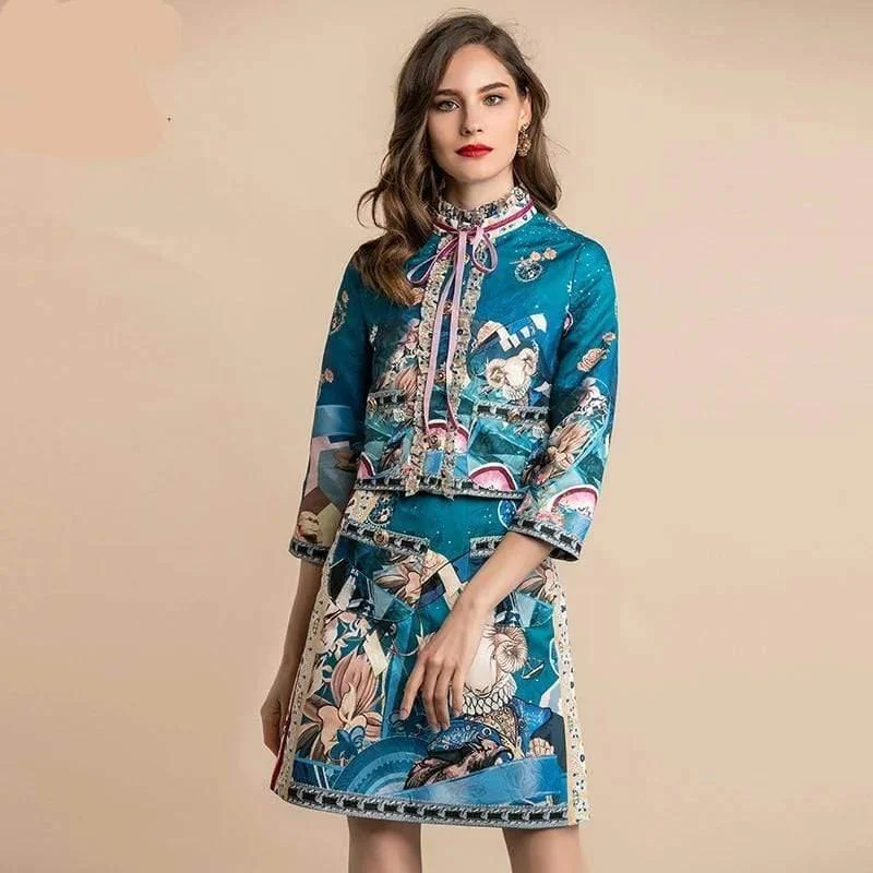 Fantastic Offers Fashion Designer High Quality Elegant Party Vintage Skirts Two Pieces Set for Women