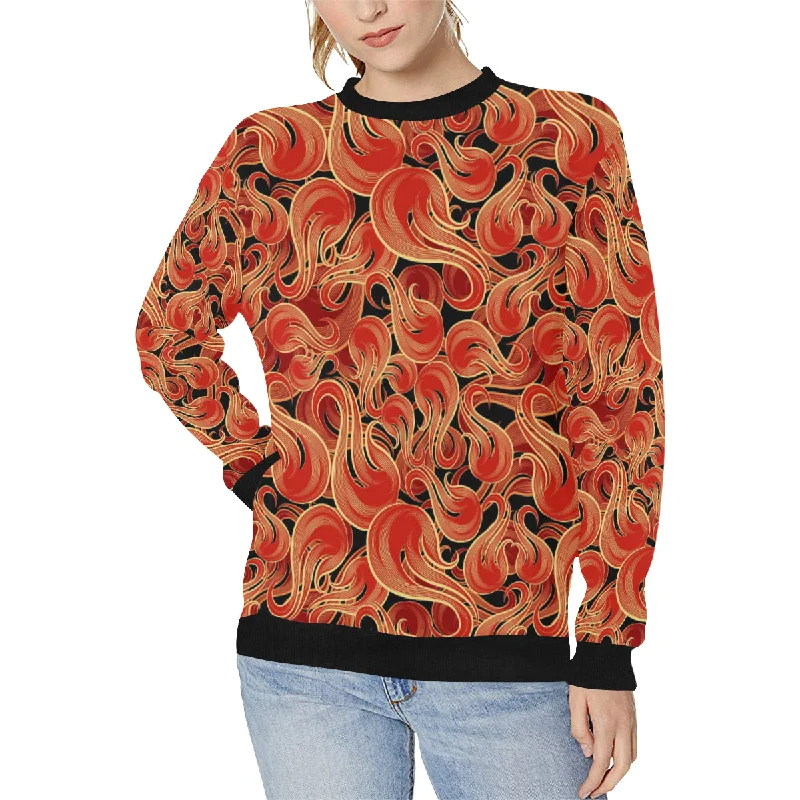 Seasonal Sale Fire flame pattern Women's Crew Neck Sweatshirt