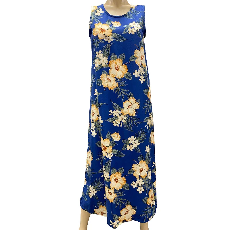 Super Sale Hibiscus Resort Navy Long Tank Dress