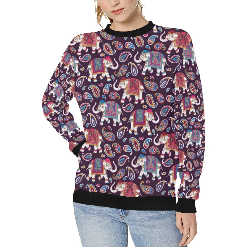 Price Buster Elephant indian style ornament pattern Women's Crew Neck Sweatshirt