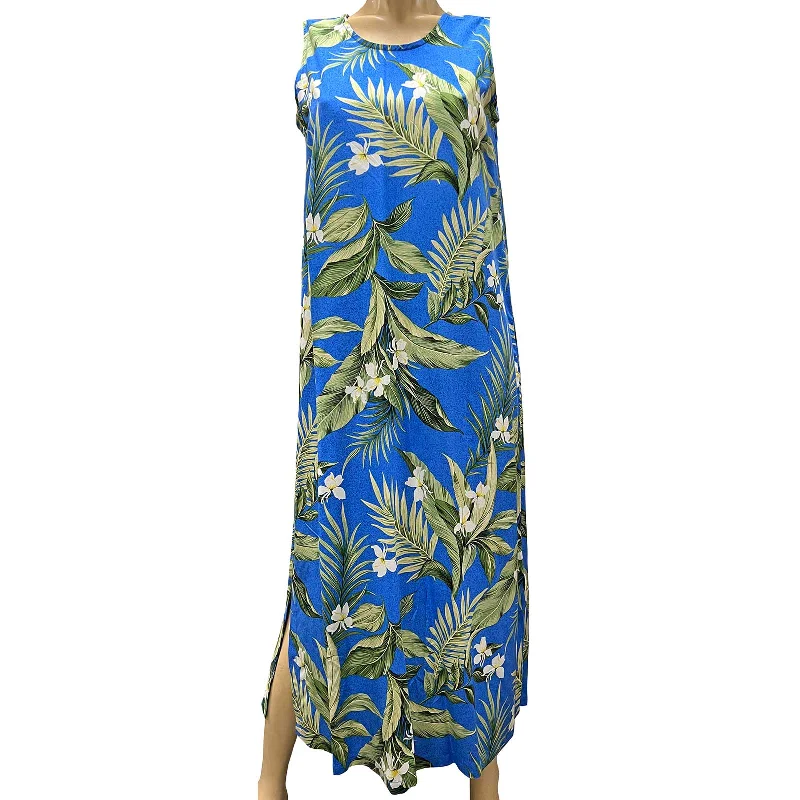 Value Deals White Ginger Blue Long Tank Dress