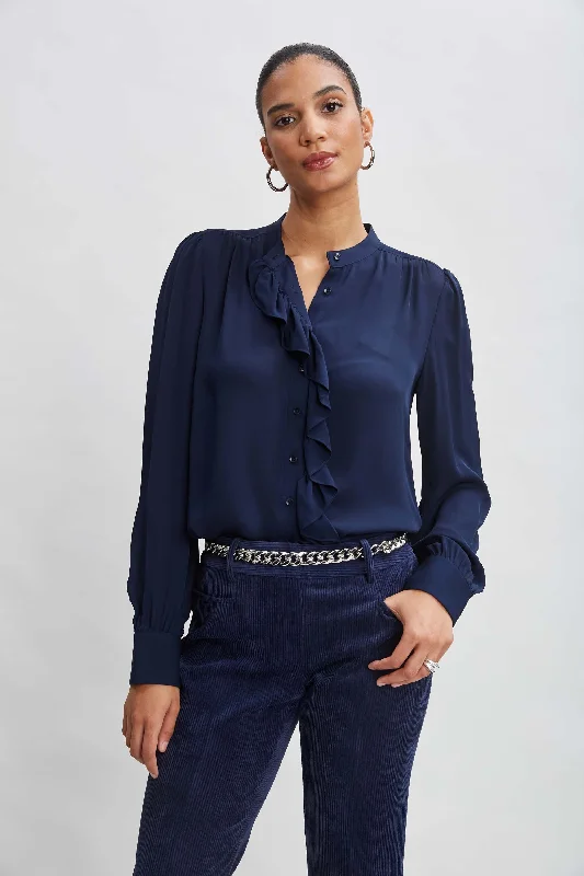The Best Prices Silk Ruffle Button Down Shirt