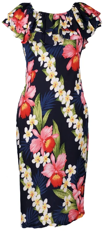 Take Advantage 649R Plumeria Orchid Panel Navy
