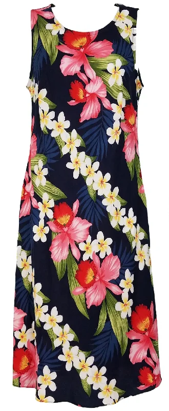 One-DAY Sale Two Palms Plumeria Orchid Panel Navy 749R