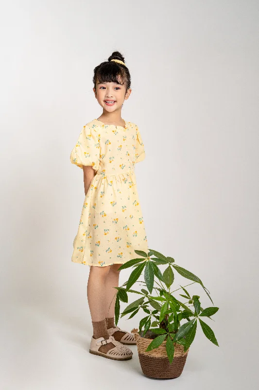 Shop and Save Floral Ruffle Trim Dress in Yellow