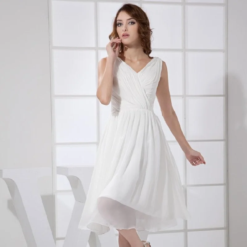 Price Rollback V-Neck Chiffon Knee-length Homecoming Dresses