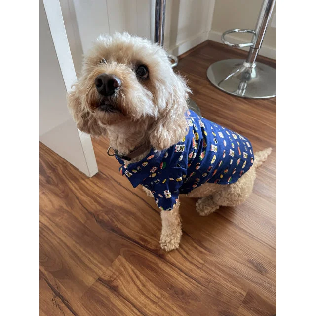Customer Appreciation Sale Dog's Shirts | Maneki Neko Print | Navy
