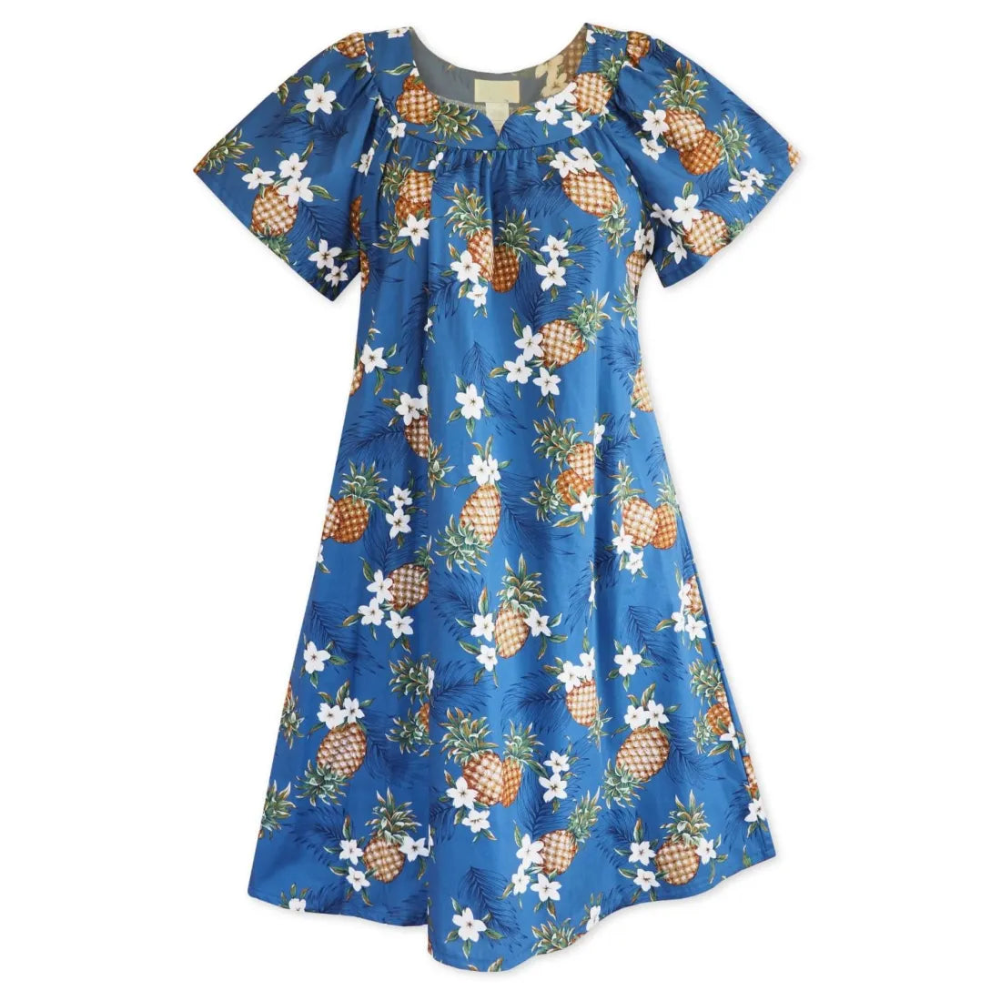 Value Deals Pineapple Jam Blue Hawaiian Maile Tea Muumuu Dress