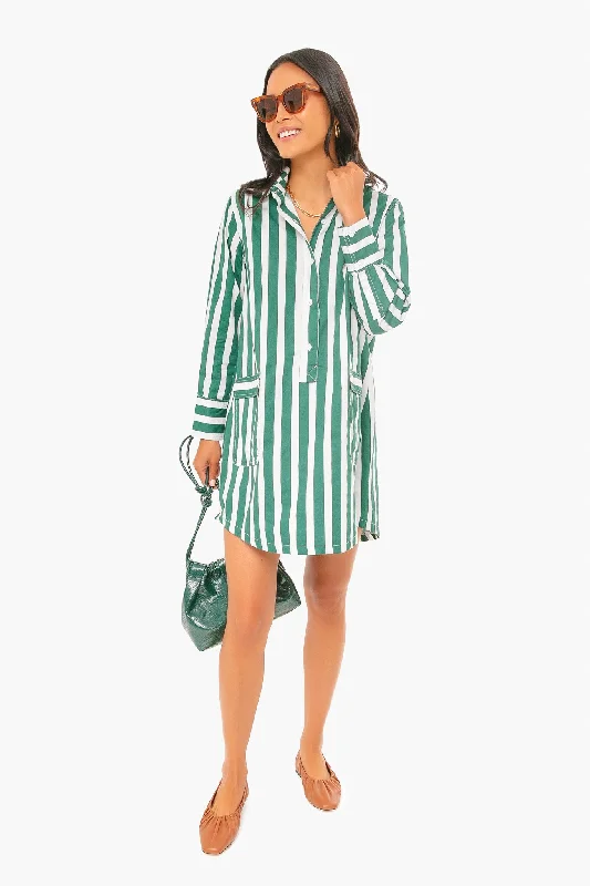 Special Promotion Forest Green Striped Bradley Dress