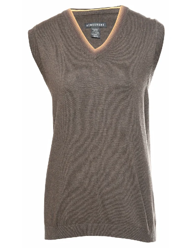 Super Deal Dark Brown Sweater Vest - M