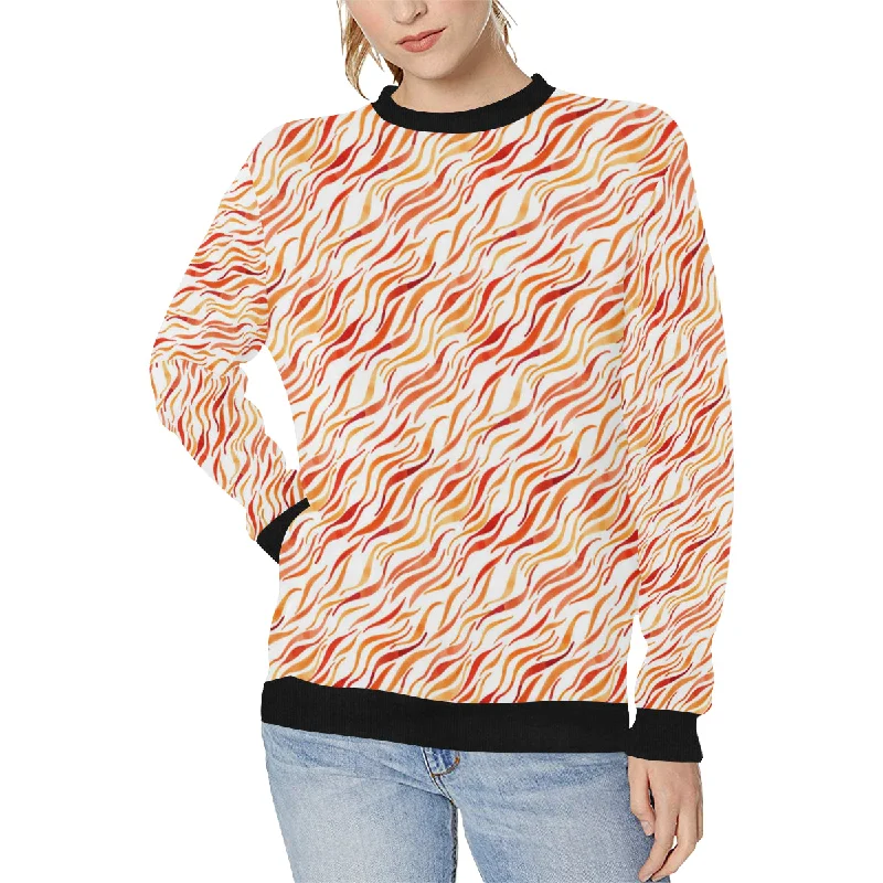 Value Deals Fire flame watercolor pattern Women's Crew Neck Sweatshirt