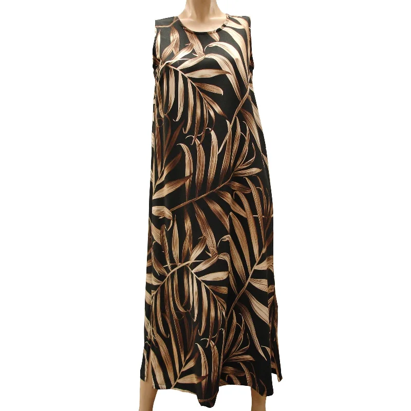 Price Buster Islander Fronds Black Long Tank Dress