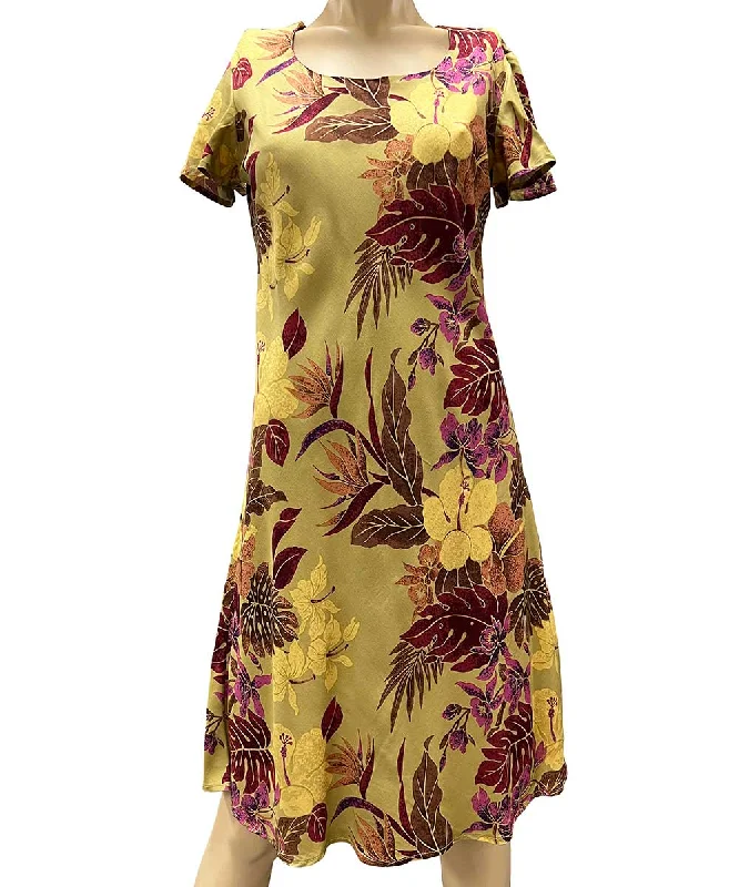 Quick Sale Hilo Gold A-Line Dress with Cap Sleeves