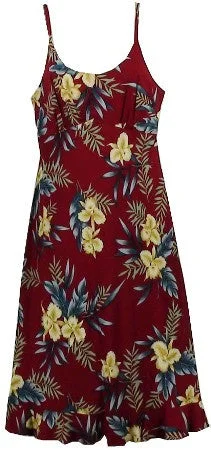 Today's Special Spaghetti Strap Mid-length Dress Orchid Fern Red