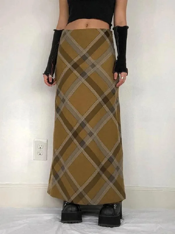 Extra Savings Vintage Argyle Print High Rise Maxi Skirt